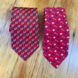 Vineyard Vines & Ashford & Brooks Men's Silk Ties Red & Blue Patriotic ‎ EUC